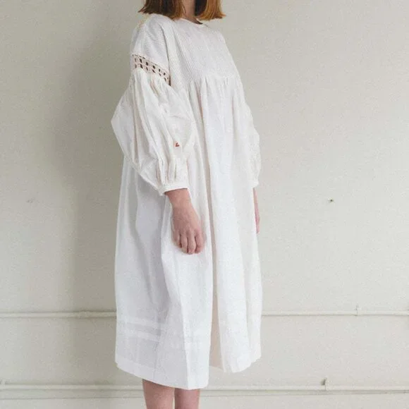 Story MFG. Mon Dress in Ecru Top Stitch - Picture 2 of 10